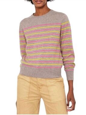 KULE Cashmere Pink & Yellow Stripe Betty Sweater